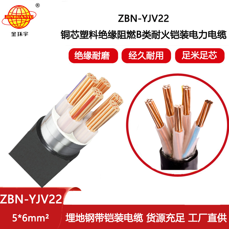 金環(huán)宇電纜 深圳yjv22鎧裝電纜 b級(jí)阻燃耐火電纜ZBN-YJV22-5X6