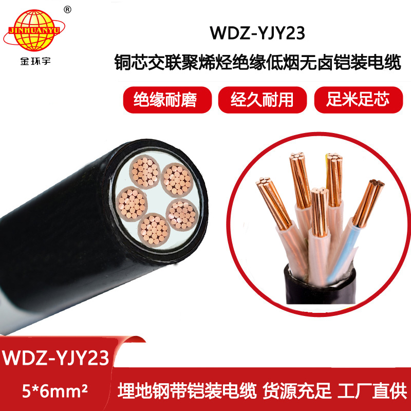 金環(huán)宇電線電纜 5芯鎧裝電纜 低煙無鹵電力電纜WDZ-YJY23-5X6平方