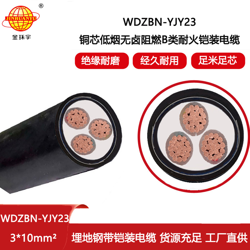 金環(huán)宇電線電纜 低煙無鹵阻燃電纜  耐火電力電纜WDZBN-YJY23-3X10平方