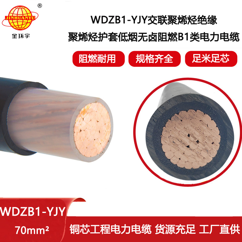 金環(huán)宇電線電纜 單芯電力電纜WDZB1-YJY 70平方阻燃b1類無鹵低煙電纜